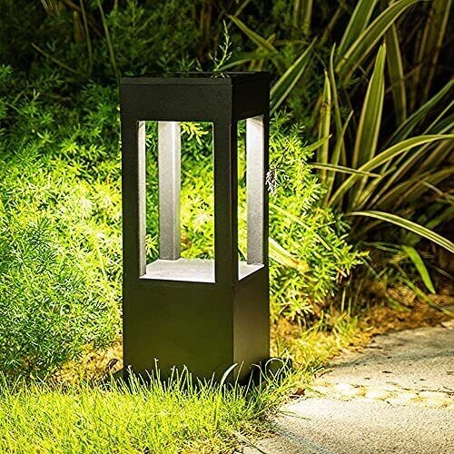 Post light fixture - light, black